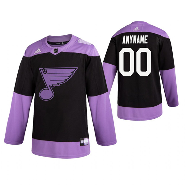 Men's St. Louis Blues Adidas Black Hockey Fights Cancer Custom Practice NHL Stitched Jersey